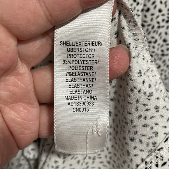 Adrianna Pappell Dotted Pleated Blouse Top Size Large White Office Career - Picture 4 of 6